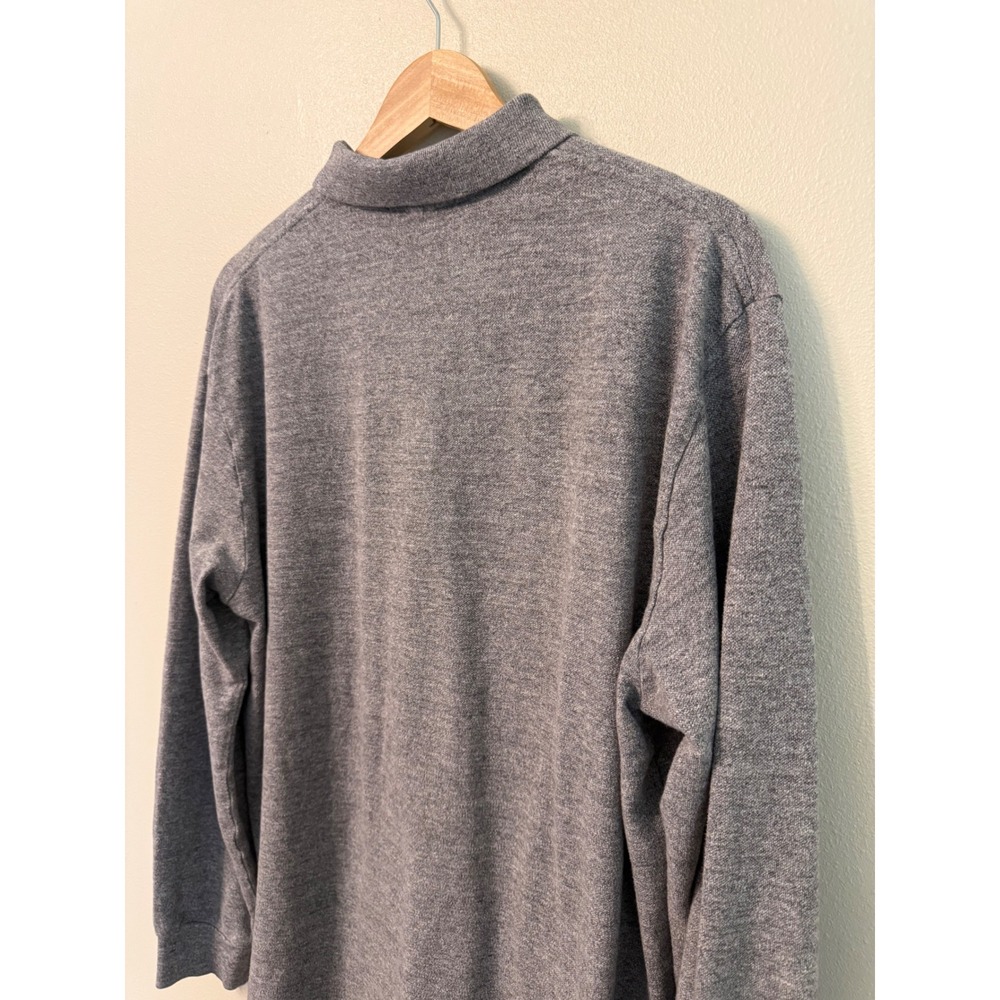 Polo Ralph Lauren Long Sleeve Polo Shirt Gray Cotton Pique L Heritage Preppy - Picture 6 of 8